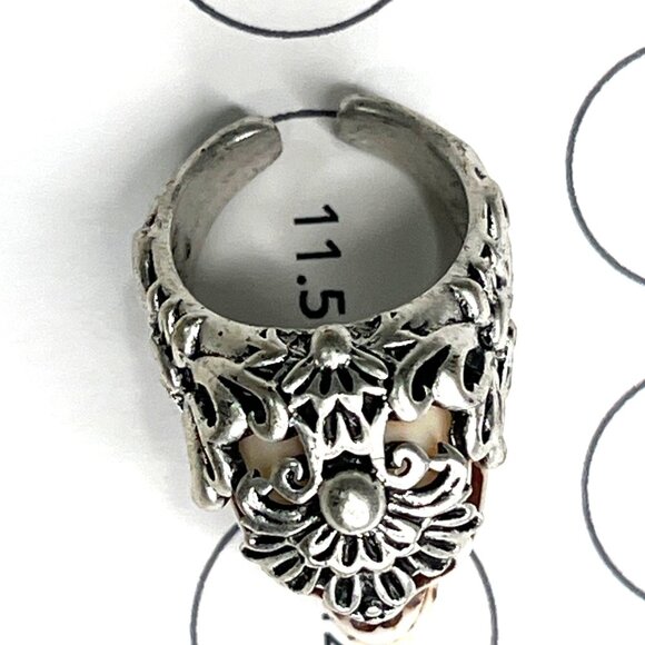 Mens Gothic Skull Ring W/ Floral Engraving Adjustable Open Band Zinc Alloy A75 - Picture 8 of 11